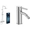 Ideal Standard A7208AA Ceratherm t25 Colonna doccia con miscelatore termostatico esterno, cromo & Ceraline, Miscelatore monocomando per bidet, Cromato
