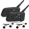 EJEAS V6pro Interfono Moto Bluetooth Coppia 1200 m Interfono in Tempo Reale Auricolare Casco Moto 6 Motociclisti Riduzione del rumore DSP Impermeabilità, USB-C