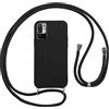Vauki Cover per Cordino con Collana per Xiaomi Redmi Note 10 5G/Poco M3 Pro 6.5, Custodia Silicone Morbido con Corda, Case Tracolla Antiurto con Necklace Regolabile per Xiaomi Redmi Note 10 5G, Nero