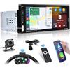 Inefala Autoradio 1 Din Carplay e Android Auto Radio con Schermo da 6,9 Pollici con Bluetooth, Mirror Link, Supporta FM, Controllo del Volante, EQ, USB, Type C, Retrocamera