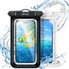 JETech Custodia Impermeabile Smartphone, 2 Pezzi Cover per iPhone 16e 16 15 14 13 Pro Max Plus, per Samsung Galaxy S25 S24 Ultra Altri Fino a 7,2, Borsa Asciutta con Cordini (Nero+Trasparente)