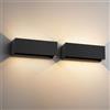 Klighten lampade da parete 30W Esterno/Interno Moderno, 2 PCS lampada da esterno Bianco Caldo 3000K Applique da Parete, IP65 Impermeabile, Angolo del Fascio Regolabile Applique(Nero)