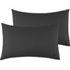 Poligino Federe Cuscini Letto Matrimoniale 50 x 80 cm,Coppia Federe in Microfibra Chiusura a Busta - Nero