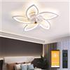 WODA Shang Mao Ventilatore da Soffitto con Luce, 70cm, Dimmerabile LED Plafoniere con Telecomando e APP, 6- Marce Ventola da Soffitto inversione senso di rotazione, Temporizzazione Ventola Silenziosa (Bianco)