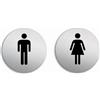 OFFORM DESIGN Targhette per Porta - Toilette Donne Uomini Targa Ø 100 mm Alluminio spazzolato auto-adhesiva