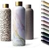 MAMEIDO Borraccia termica 500 ml, Borracce termiche anti-perdita, thermo bottle acciaio inox senza BPA, bottiglia termica (Pearl Marble Gold)