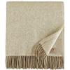 LINEN & COTTON Plaid Copriletto Morbido e Spesso Columbus con Frange - 100% Pura Lana Neozelandese, Beige Naturale (140x 200 cm) Coperte Invernali per Letto Divano Canape Singolo Matrimoniale