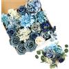 Kisflower Fiori artificiali di peonia blu polveroso in seta, per fai da te, bouquet da sposa, feste, decorazioni per la casa (blu polvere)