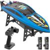 GizmoVine Barca Telecomandata, 2.4GHz Motoscafo Telecomandato Ad Alta Velocità con Servomotore Automatico Grandi Dimensioni, Supporto Luce LED, Tempo Guida Doppio, Allarme Batteria Scarica