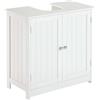 HOMCOM Mobile Sottolavabo per Bagno con Ripiano Regolabile, Mobiletto Sottolavabo con Intaglio a U e 2 Ante, Mobile Bagno Salvaspazio, Adatto a Lavabi con o Senza Colonna, 60x30x60 cm, Bianco
