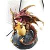 DRAGO ROSSO con cucciolo uovo statua fantasy Game of Thrones dipinto a mano
