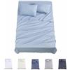 Todocama Set di lenzuola da 4 pezzi - 3001 - Lenzuolo con angoli - Sopra - Due federe da 50 x 80 cm (Letto 90 x 190/200 cm, Azzurro)