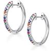 Amberta Lumini Orecchini a Cerchio in Argento 925 con Zirconi Colorati per Donna: Orecchini Cristalli Arcobaleno 20 mm