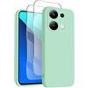 ISOI - Cover per Xiaomi Redmi Note 13 4G, Custodia Morbida in Silicone Liquido, 2 Pack Pellicola Protettiva Vetro Temperato, Protezione Completa Antiurto Ultra Sottile per il Corpo - Menta Verde