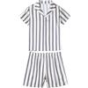 Atxnn Pigiama Uomo Pigiami Set con Scollo a V Top Button Down Maniche Corte Pantaloncini Comodo Casual Estivo Pigiami Due Pezzi da Uomo Aperto