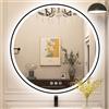 STARLEAD 80cm Nero Specchio-Rotondo-Bagno-con-Luce e Bluetooth, Specchiera-Bagno-LED con Antifog, Dimmerabile, 3 Colori Luce, Memoria, HD Vetro Temperato, IP44, Cornice non Metallica
