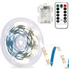 CCILAND Striscia LED alimentata a batteria, 3 metri 90 LED Batteria Striscia LED per decorazioni Tagliabile, autoadesiva, telecomando, timer, 8 modalità, dimmerabile (Bianco freddo)