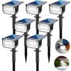 LOTMOS 7Pcs Faretti Solari da Esterno, 72 LED Lampade da Giardino 3 Modalità IP67 Impermeabile Luce per Cortile, Patio, Vialetto, Alberi