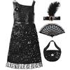 ReliBeauty Charleston Costume Bambina Vestito Anni 20 Ragazze con Accessori Carnevale Halloween(100 cm)