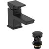 Bristan Miscelatore per lavabo in cobalto con piletta a clicker, colore: nero (COB BAS BLK)