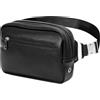 SUNSEATON Marsupio Uomo Pelle con 3 Tasche Moda Marsupi sportivi Fibbia in Metallo Resistente per Corsa Ciclismo Escursione Campeggio Viaggio (Nero)