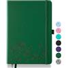 Qefuna Taccuino Diario Per Donne, Taccuino A5 In Pelle Per Lavoro, 200 Pagine Diario Di Viaggio Per Donne Uomini Con Portapenne E Nastro, 5.78×8.34(Verde)