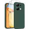 ISOI - Cover per Xiaomi Redmi Note 13 4G, Custodia Morbida in Silicone Liquido, 2 Pack Pellicola Protettiva Vetro Temperato, Protezione Completa Antiurto Ultra Sottile per il Corpo - Verde Notte