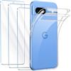 FLLAO Cover Compatibile con Google Pixel 8A con 3 Pellicola Vetro Temperato, Custodia Trasparente Ultra Sottile Silicone TPU Morbido Case Protettivo Trasparente