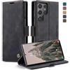 owlhold Cover per samsung s24 ultra,Cover Samsung S24 Ultra 5G Magnetica Portafoglio Flip[Antiurtoo][Cavalletto][Carta Fessura] Custodia Pelle per Samsung Galaxy s24 ultra-Nero