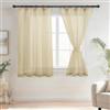 DWCN Tende in voile con nastro arricciato, effetto lino, 2 pezzi, semitrasparenti, per soggiorno, tende corte, beige, 145 x 140 cm (altezza x larghezza)
