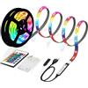 MUSUNIA Striscia LED RGB 5050 da 5 m, a batteria o USB, dimmerabile tramite telecomando, 16 colori, tagliabile per retroilluminazione TV, armadi, decorazione scale