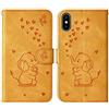 Ailisi Cover per iPhone X/XS, Flip Cover Cartoon Cute Elefantino Custodia Protettiva Caso Libro in Pelle PU con Portafoglio, Funzione Supporto, Chiusura Magnetica -Giallo