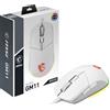 MSI CLUTCH GM11 BIANCO - Gaming Mouse - Sensore ottico da 5000 DPI, simmetrico, 10M+ Click OMRON Switch, 6 pulsanti, 1ms di latenza, RGB Mystic Light, 89g - Cablato