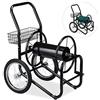 Relaxdays Carrello Avvolgitubo da Giardino, Carrellino Mobile per Acqua in Metallo, 2 Rotelle, Tubi Lunghi 90 m, Nero