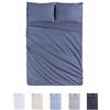 Todocama Set di lenzuola da 4 pezzi - 4002 - Lenzuolo con angoli - Sopra - Due federe da 50 x 80 cm (Letto 135 x 190/200 cm, Blu Grigio)