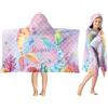 SearchI Asciugamano Poncho con Cappuccio Personalizzato per Bambini,Telo Mare con Cappuccio con Nom in Morbido Microfibra Assorbente per Ragazzi e Ragazze-76x127cm,Con Motivo a Sirena