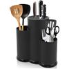 LOBVABA 3 in 1 Ceppo Portacoltelli, Set Coltelli da Cucina, Ceppo Coltelli Vuoto, Universal Portacoltelli da Cucina, Ceppo Coltelli con Slot Porta Coltello da Cucina, Blocco Porta Coltelli Tondo per Cucina