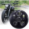 JMTBNO Faro LED Moto Rotondo 5,75 Pollici 45W 6500K Faro per Cafe Racer Impermeabile Omologato Super Luminoso 12V Compatibile con Harley Davidson Sportster 883 1200 Dyna Softail Custom