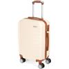 Brubaker Valigia a Mano Paris - Trolley da Viaggio con Chiusura a Combinazione, 4 Ruote e Maniglie Comfort - 37 x 56 x 22 cm - Trolley Rigido in ABS (M - Bianco Crema e Marrone Chiaro)
