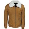Evoga Cappotto Giacca Uomo Scamosciato Cammello Giubbotto Montone con Collo in Pelliccia (S, Cammello)
