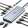 Selore&S-Global USB C Docking Station 2 Monitor Dock Station Dual HDMI 4k DP Triple Display Hub USB C 10G, 13 in 1 Laptop Docking Station 2x 4K HDMI,Displayport,USB3.1,RJ45,100W PD,Scheda,Audio/Mic,Dock per Dell HP
