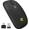 HZD Mouse Wireless Ricaricabile, Mouse Bluetooth, Mouse 2,4 GHz con Mini Ricevitore USB, 1600 DPI Mouse Senza Fili, Mouse Silenzioso, Mauser Wireless Compatibile con Apple, Mac, PC, Laptop, Windows