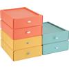 RETON 6 Cassetti Plastica Impilabili, Grande Capacità Cassettiera, Scatole Plastica Organizer da Scrivania, Cassettiere per Camera, Dormitorio, Ufficio, Bagno (3 Colori)