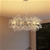EFPD Lampadario rotondo in cristallo, lampadario rotondo moderno in argento, lampadario ad anello in cristallo per soggiorno, sala da pranzo, camera da letto, cucina 100 cm di diametro