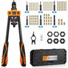 HARDELL HARDE Rivettatrice Per Trapano, 14Professionale Manuale Rivettatrice Pistola con 6pz Mandrini Metrici Intercambiabili E 150pz Rivetti Dadi Filettati M3 M4 M5 M6 M8 M10(35.5cm)