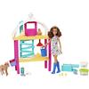 Barbie - Fattoria dei Cuccioli, bambola petite, castana, pollaio, pasta modellabile, stampo, animali e molto altro ancora, Giocattolo per Bambini 4+ Anni, HGY88