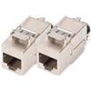 DIGITUS Modulo Keystone Cat 8.1-2 Pezzi - Presa di Rete RJ45 Cat8 schermato - 2000 MHz - 25GBase-T & 40GBase-T - 25 Gbit/s & 40 Gbit/s - AWG 26/7 a AWG 22/1 - Montaggio Senza Attrezzi