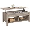 Yaheetech Tavolino da Caffè Sollevabile Tavolo da Soggiorno Elevabile Tavolino Basso da Salotto 104,5 x 49,5 x 49-62 cm Tavolino da Divano Portaoggetti con Ripiano Spazioso Grigio