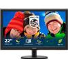 PHILIPS Monitor 21.5'' LED 223V5LSB - 00 1920 x 1080 Full HD Tempo di Risposta 5 ms, DVI, VGA, Attacco Vesa, Nero