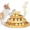 Tarnel Gioco interattivo per gatti in legno, girevole a due strati Ruota a dondolo Smart Track Ball Regali Giradischi per gatti (di legno 3)